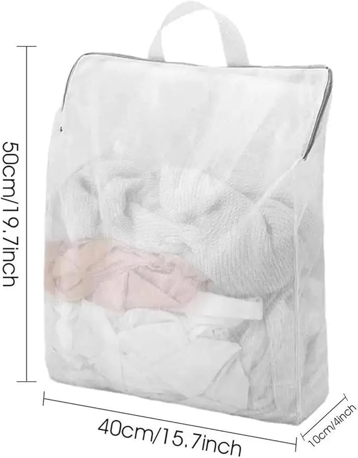 حقيبة غسيل شبكية 40x50x10 سم للغسالة، تخزين الملابس الداخلية والجوارب وحمالات الصدر، كيس غسيل - Image 2